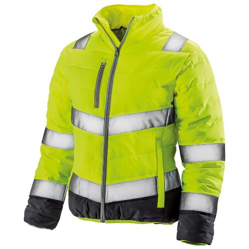 Result Safeguard Women's Soft Padded Safety Jacket Fluorescent Yellow/Grey